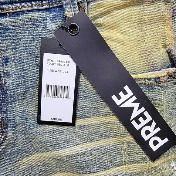 NWT PREME Mens Distressed Destroyed Denim Jeans Streetwear 38 / 34 - Picture 10 of 13
